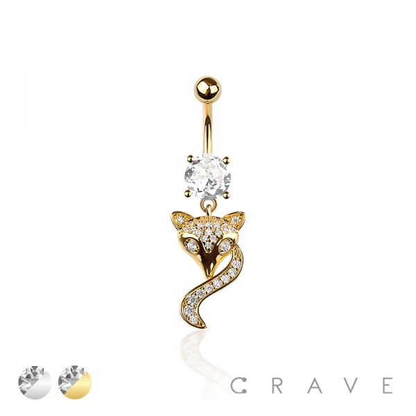 316L SURGICAL STEEL MULTI CZ FOX BELLY BUTTON NAVEL RING 